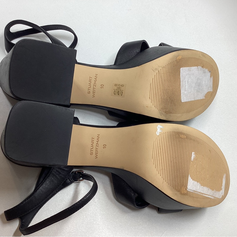 Stuart Weitzman Miami Black Strappy Block Heel Sandals with Ankle Buckle Size 10 - Picture 13 of 16